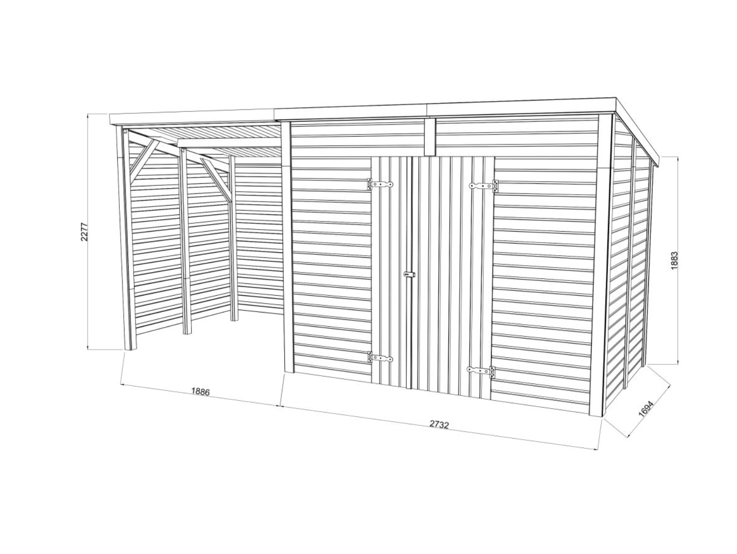 Palmako | Leif XL (15′1″ × 5′7″ | 48.4 sq.ft.) Spacious Garden Shed