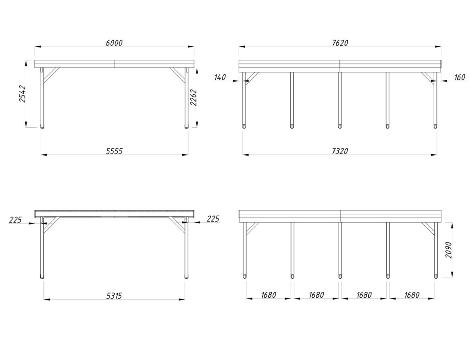 Palmako | Karl XL (18'3" x 24'0" | 437 sq.ft.) Large Pavilion or Modern Flat Roof Double Carport