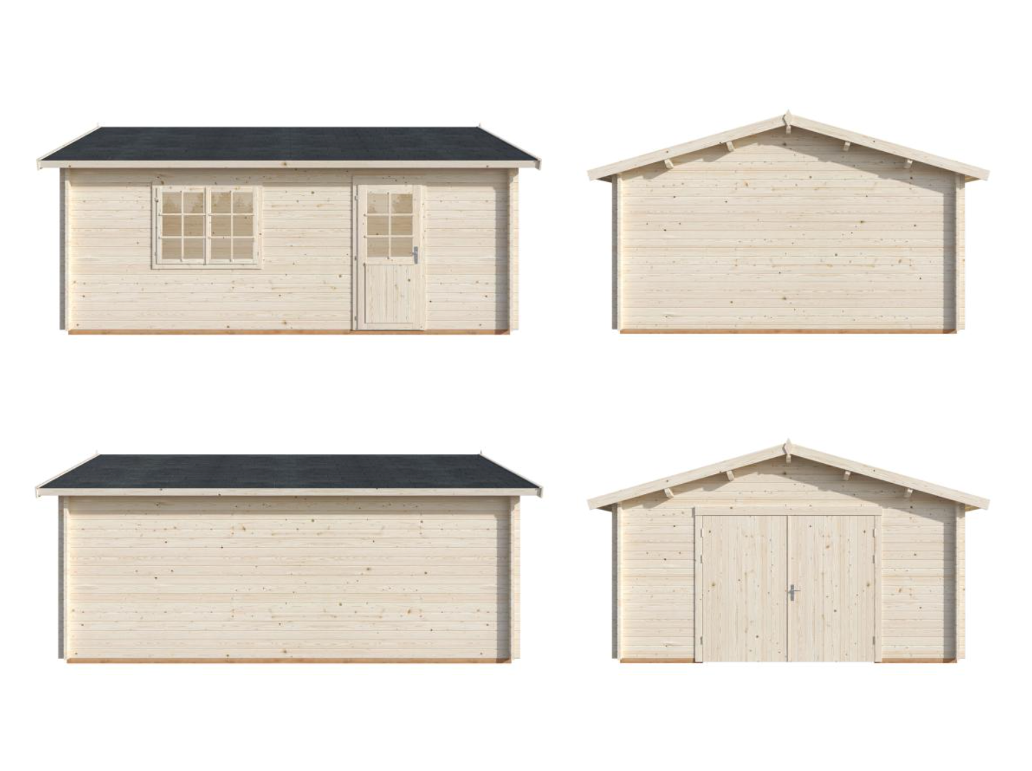 Palmako | Roger S (15'5" x 18'8" | 257.3 sq.ft.) Log Garage with Wooden Gate