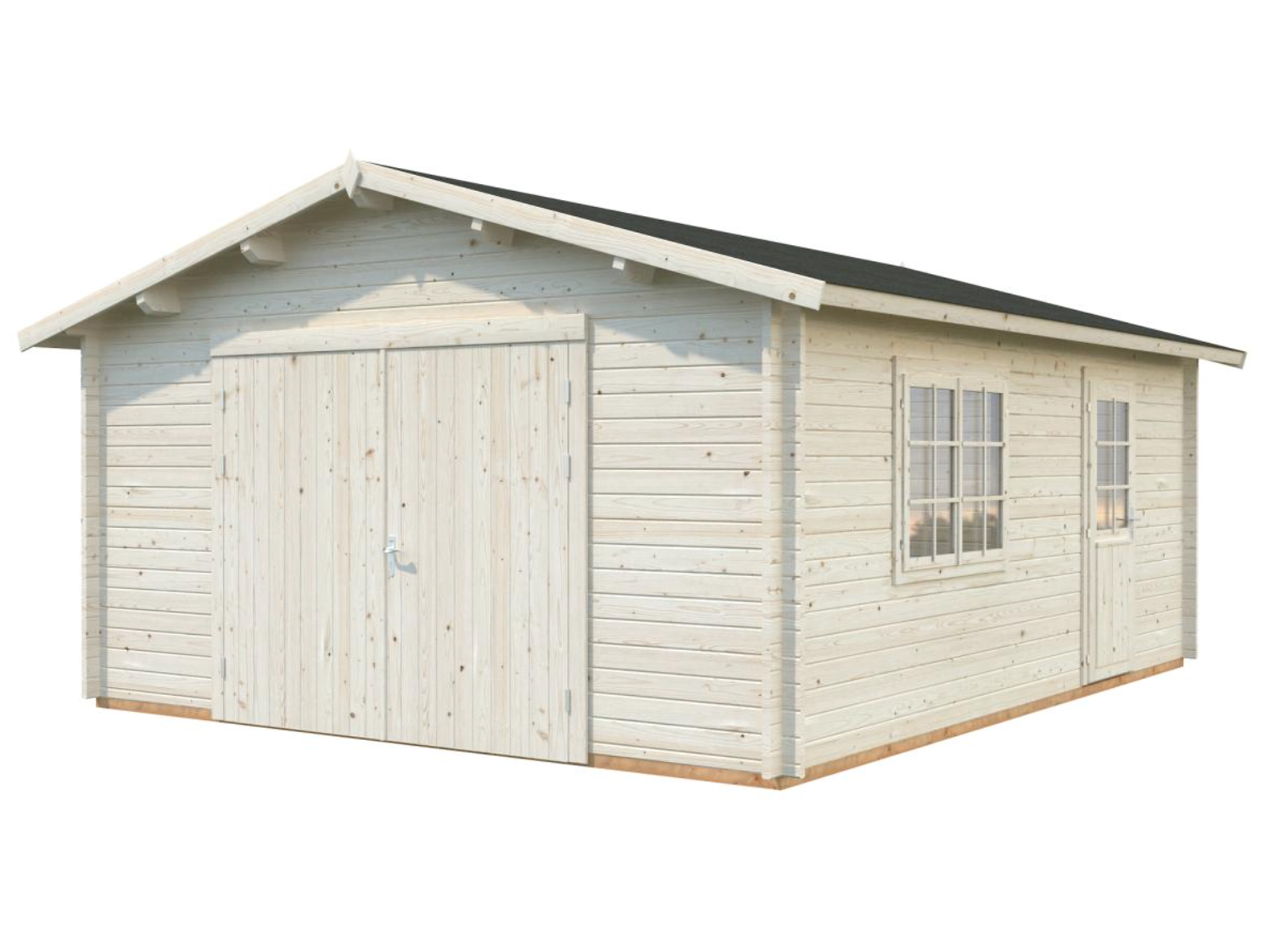 Palmako | Roger S (15'5" x 18'8" | 257.3 sq.ft.) Log Garage with Wooden Gate