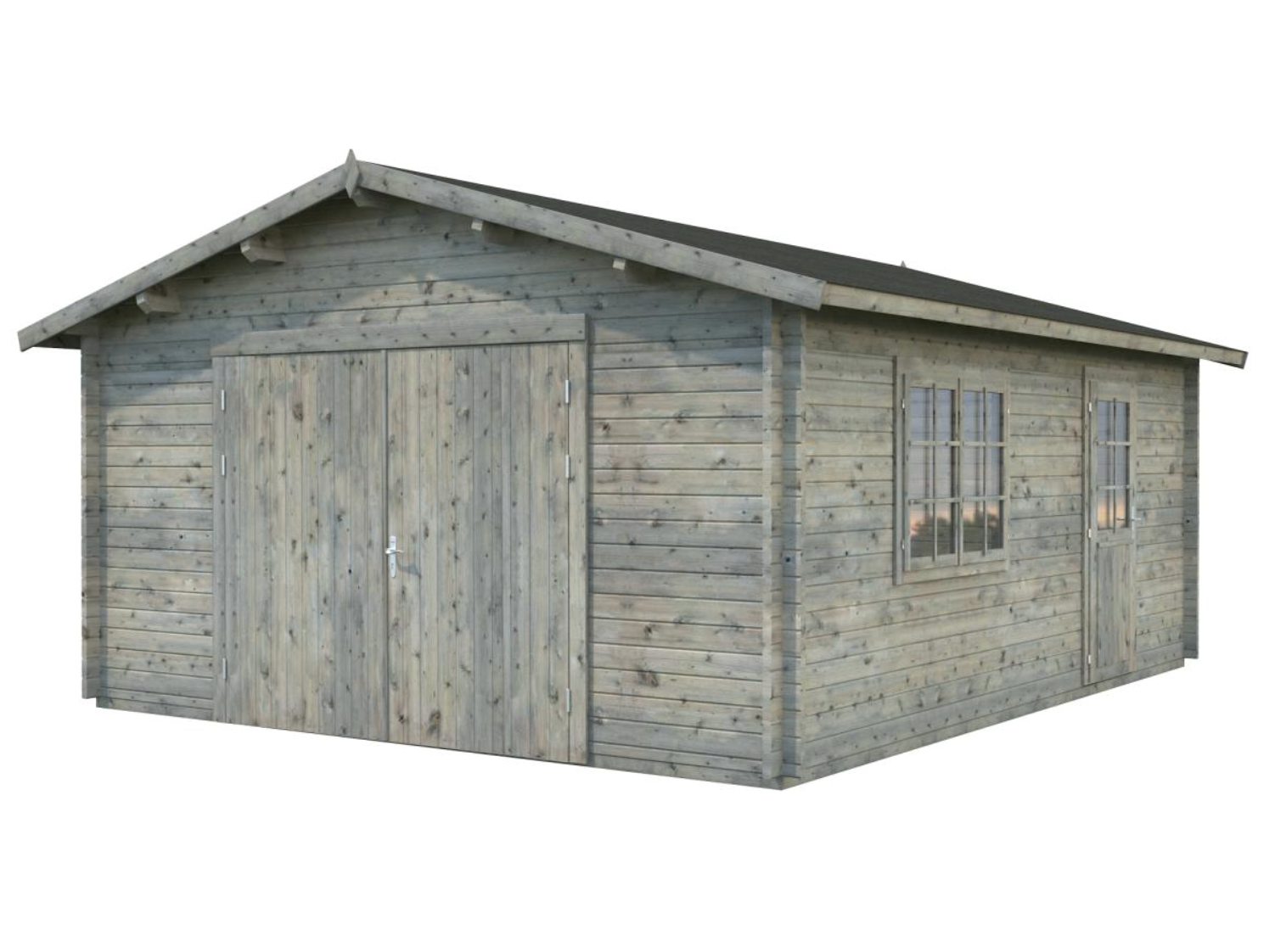 Palmako | Roger S (15'5" x 18'8" | 257.3 sq.ft.) Log Garage with Wooden Gate