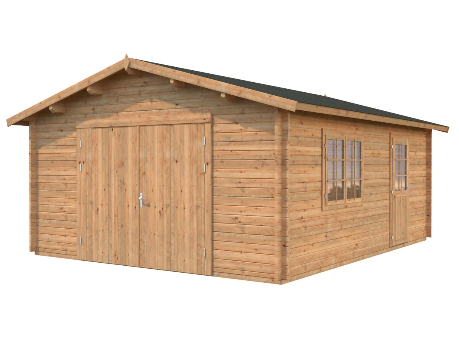 Palmako | Roger S (15'5" x 18'8" | 257.3 sq.ft.) Log Garage with Wooden Gate