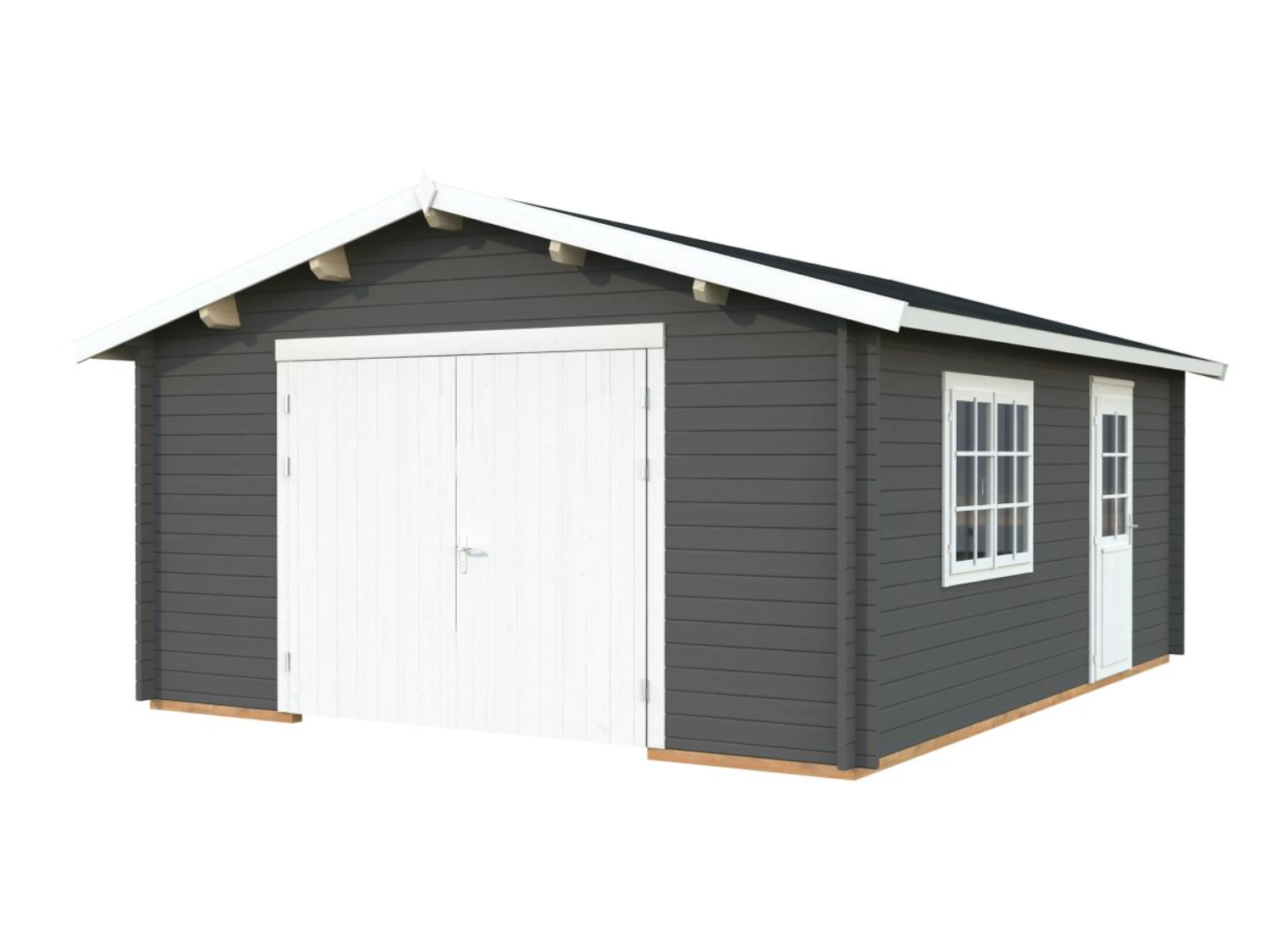 Palmako | Roger S (15'5" x 18'8" | 257.3 sq.ft.) Log Garage with Wooden Gate