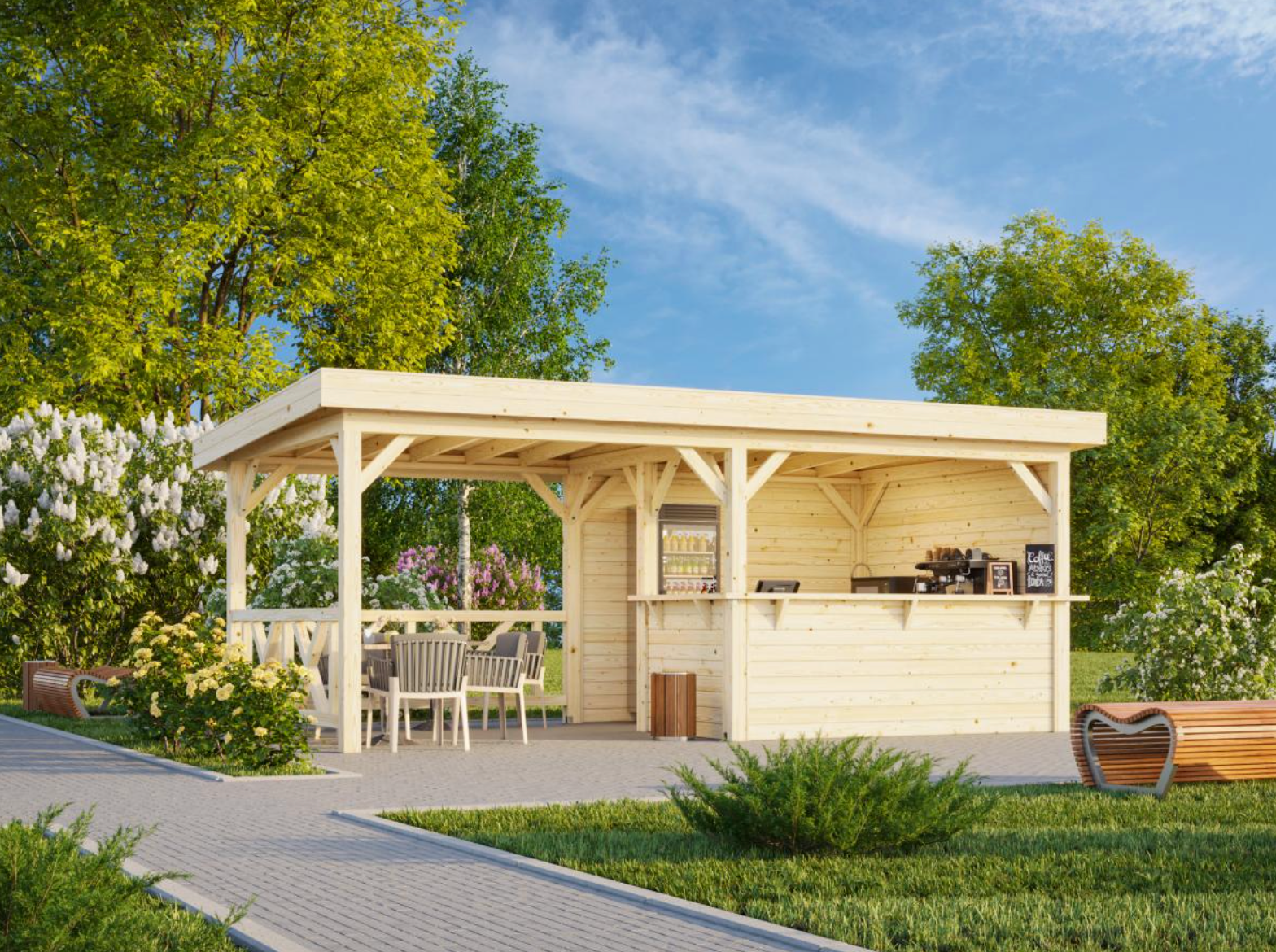 Palmako | Lenna 310 (19'3" x 9'10" | 179 sq.ft.) Garden Bar With Canopy