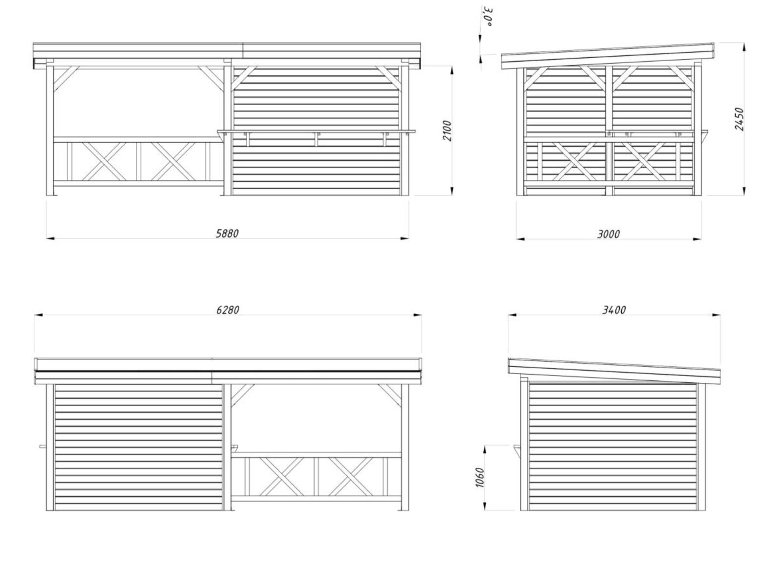 Palmako | Lenna 310 (19'3" x 9'10" | 179 sq.ft.) Garden Bar With Canopy