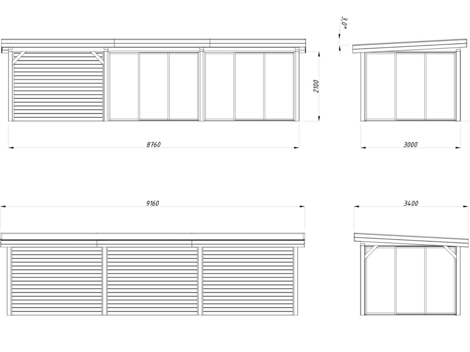 Palmako | Lenna (28′9″ × 9′10″ | 268.0 sq.ft.) Glass Garden Room With Sliding Doors