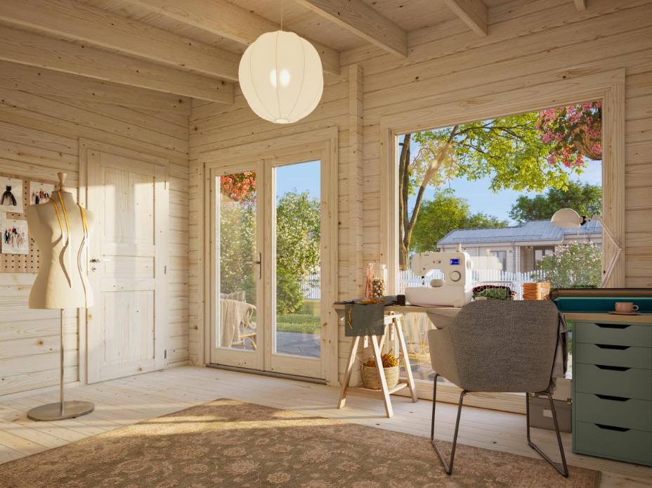 Palmako | Heidi L (27'7" x 10'6" | 242 sq.ft. | 2.8") Large 3-Room Log Garden House