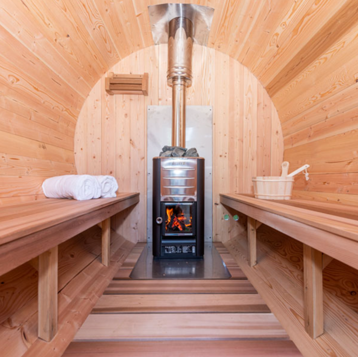 Dundalk Leisurecraft | Serenity Wood Burning Canadian Timber 3-4 Person Barrel Sauna