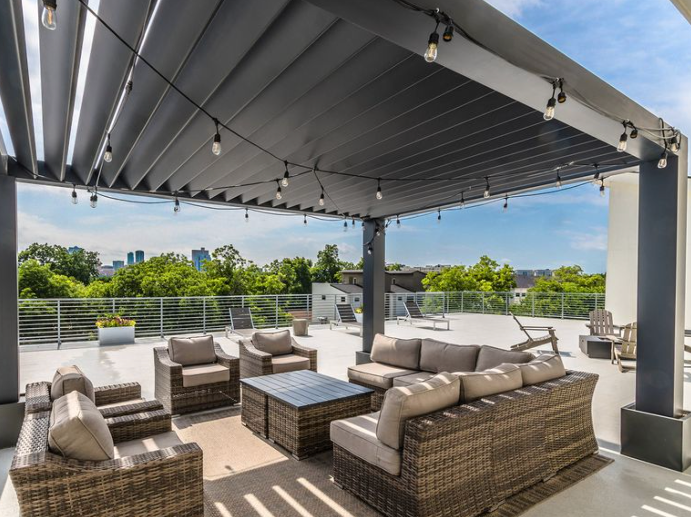 Arbors Direct | Modern Solace Freestanding Fiberglass Pergola with Fixed Louvers