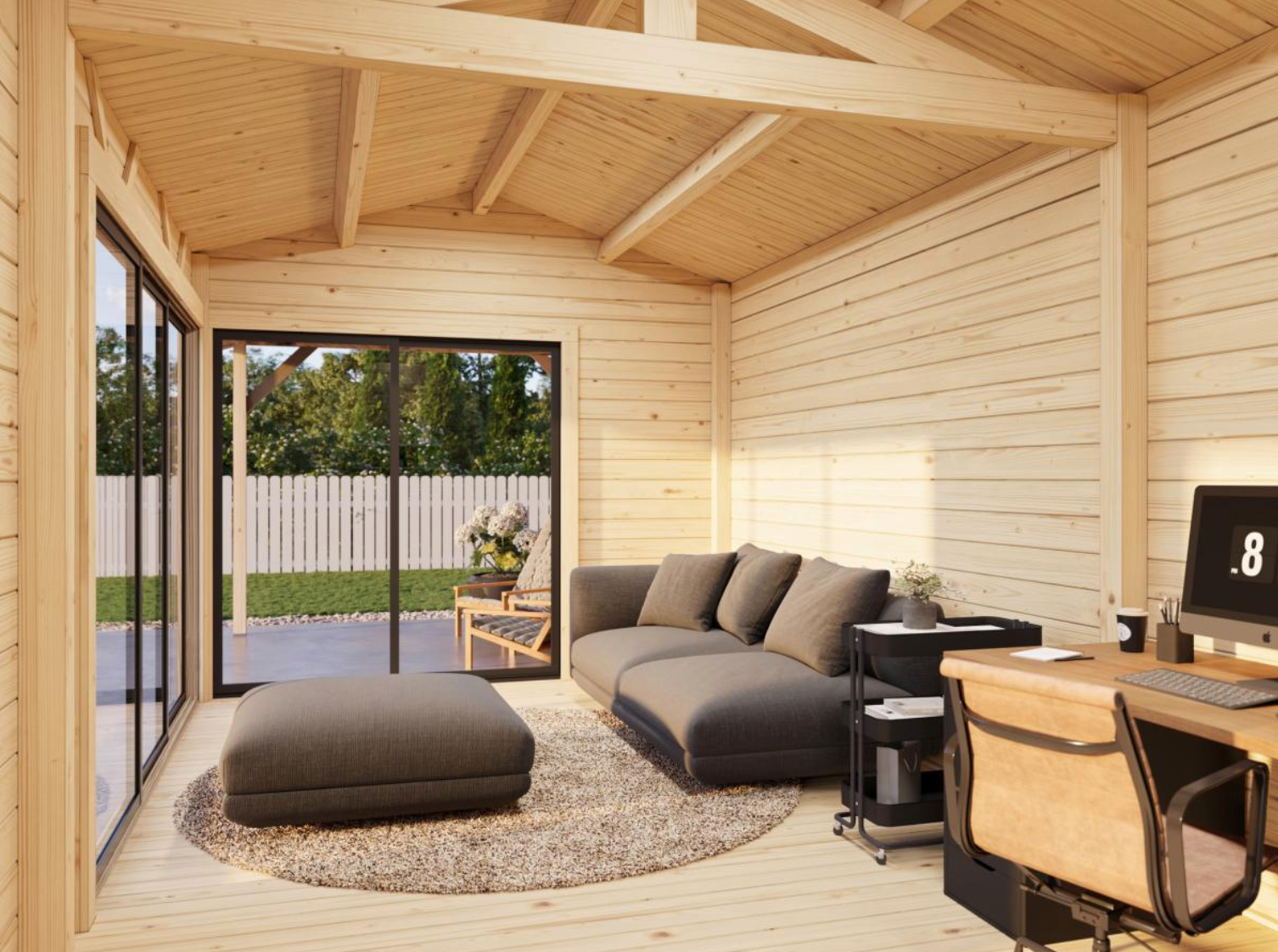 Palmako | Amanda M+ (28'7" x 9'10" | 268.0 sq.ft. | 1.7") Modern Garden Room with Canopy and Sliding Doors
