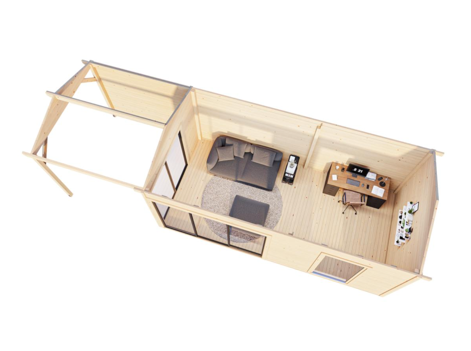 Palmako | Amanda M+ (28'7" x 9'10" | 268.0 sq.ft. | 1.7") Modern Garden Room with Canopy and Sliding Doors