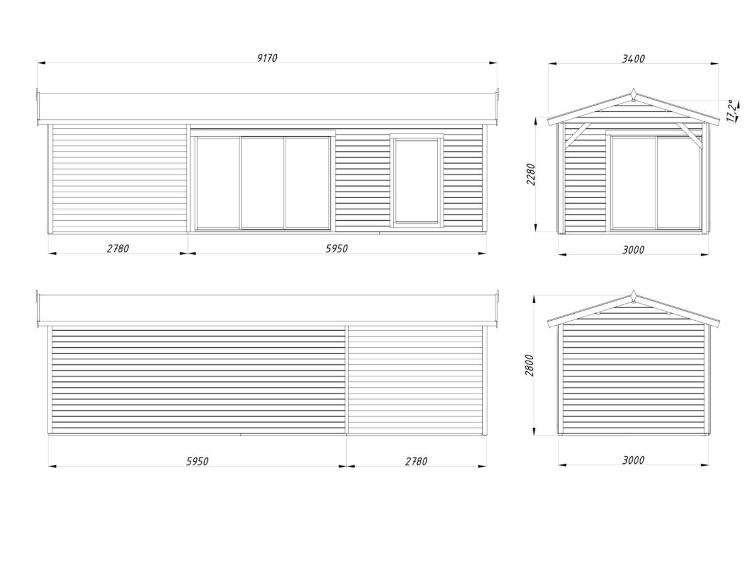Palmako | Amanda M+ (28'7" x 9'10" | 268.0 sq.ft. | 1.7") Modern Garden Room with Canopy and Sliding Doors