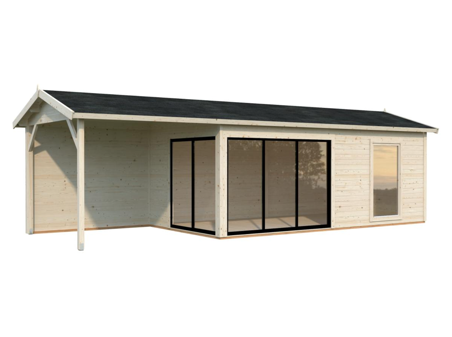 Palmako | Amanda M+ (28'7" x 9'10" | 268.0 sq.ft. | 1.7") Modern Garden Room with Canopy and Sliding Doors