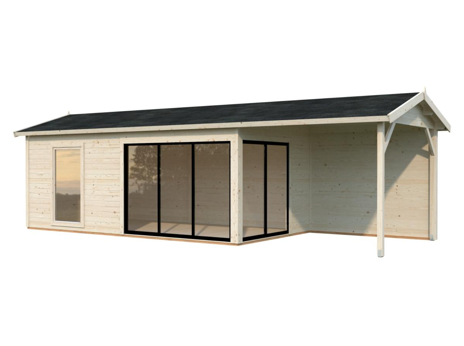 Palmako | Amanda M+ (28'7" x 9'10" | 268.0 sq.ft. | 1.7") Modern Garden Room with Canopy and Sliding Doors