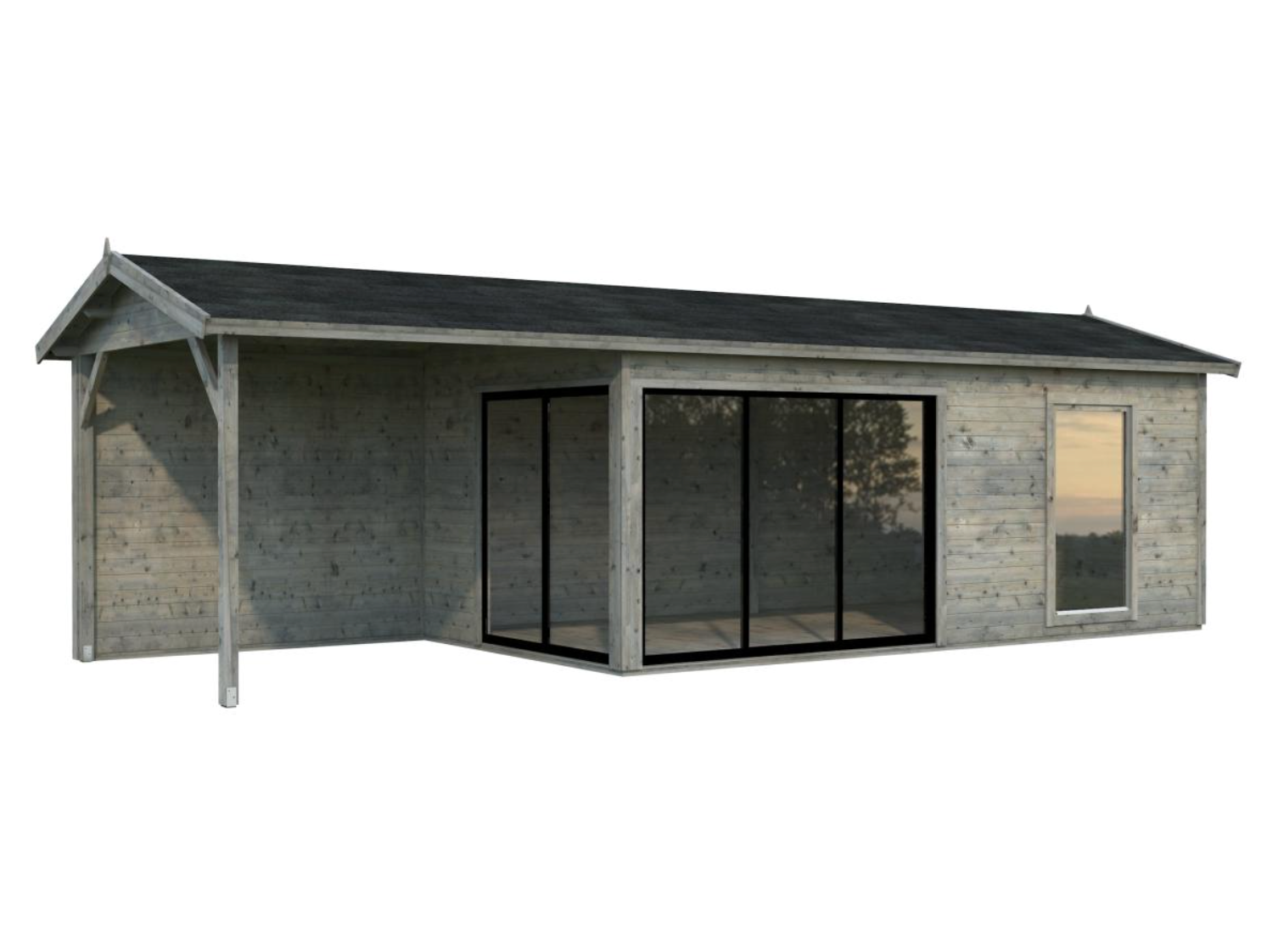 Palmako | Amanda M+ (28'7" x 9'10" | 268.0 sq.ft. | 1.7") Modern Garden Room with Canopy and Sliding Doors