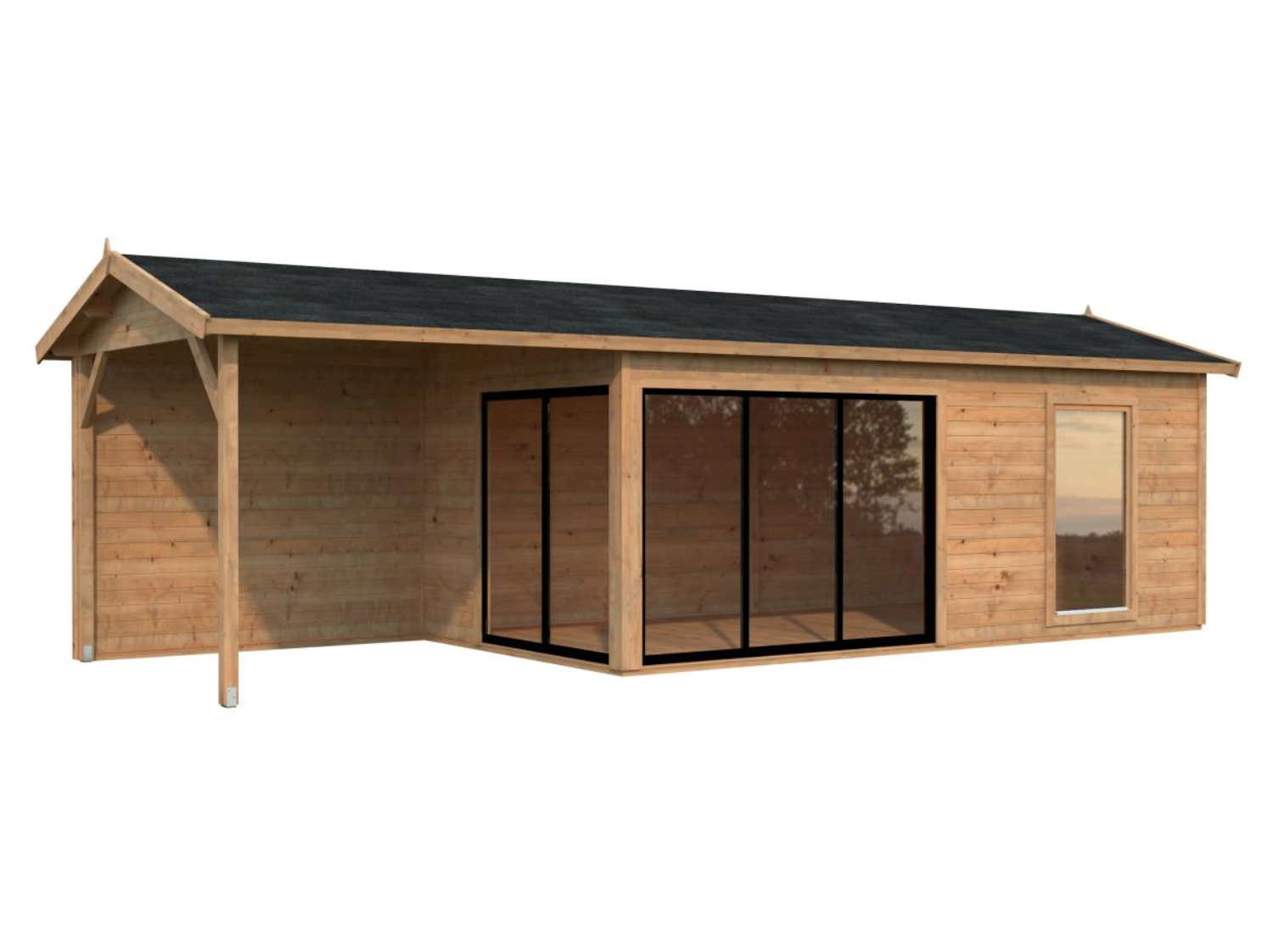 Palmako | Amanda M+ (28'7" x 9'10" | 268.0 sq.ft. | 1.7") Modern Garden Room with Canopy and Sliding Doors