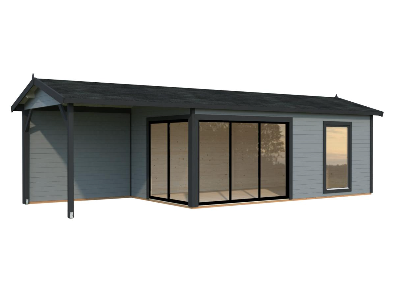 Palmako | Amanda M+ (28'7" x 9'10" | 268.0 sq.ft. | 1.7") Modern Garden Room with Canopy and Sliding Doors