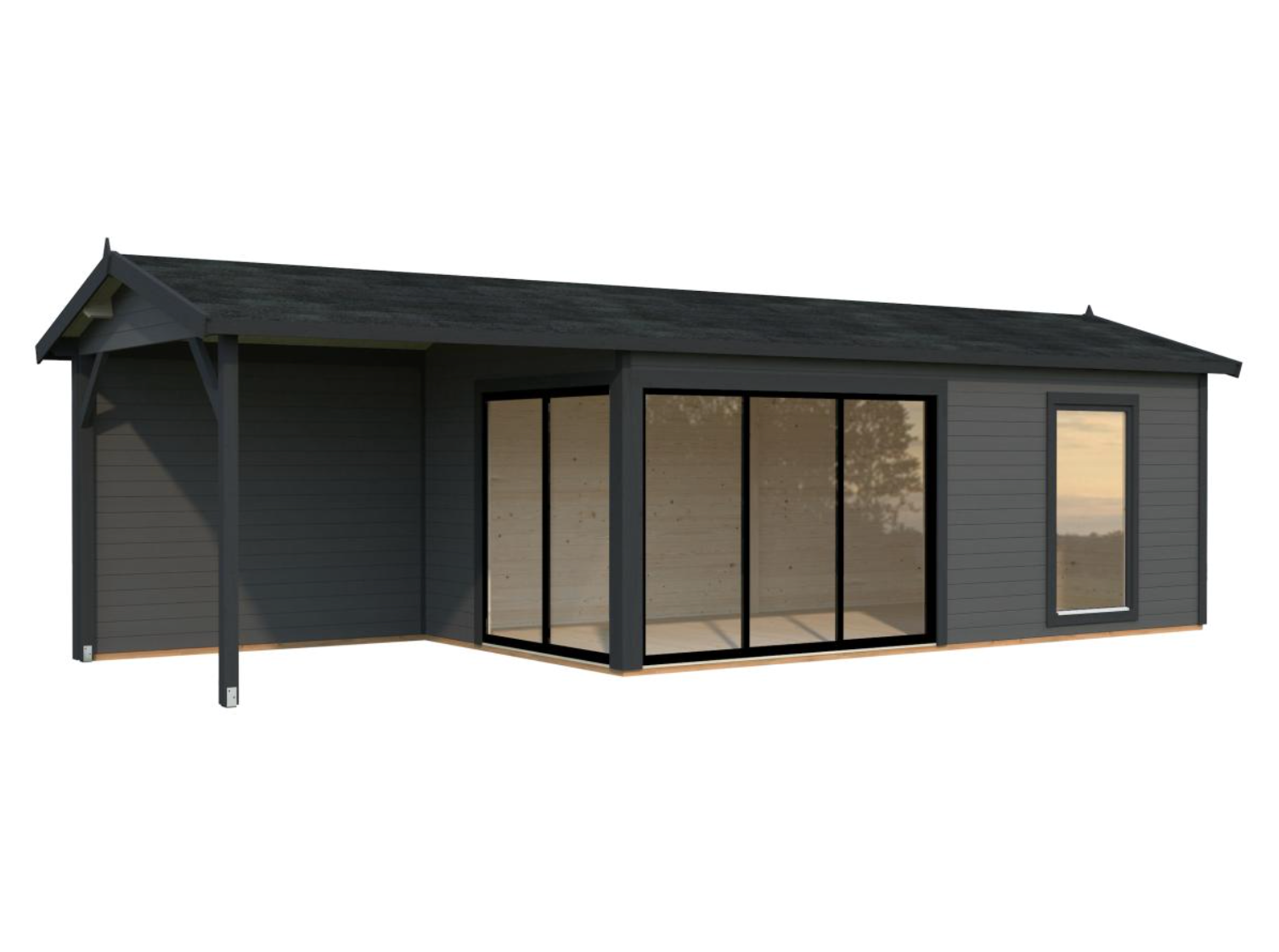 Palmako | Amanda M+ (28'7" x 9'10" | 268.0 sq.ft. | 1.7") Modern Garden Room with Canopy and Sliding Doors