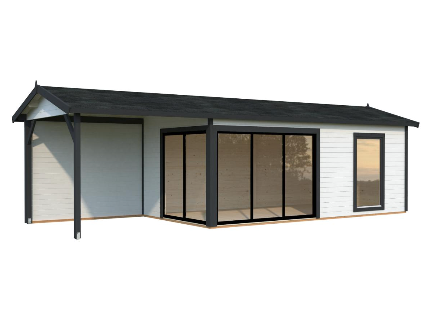 Palmako | Amanda M+ (28'7" x 9'10" | 268.0 sq.ft. | 1.7") Modern Garden Room with Canopy and Sliding Doors