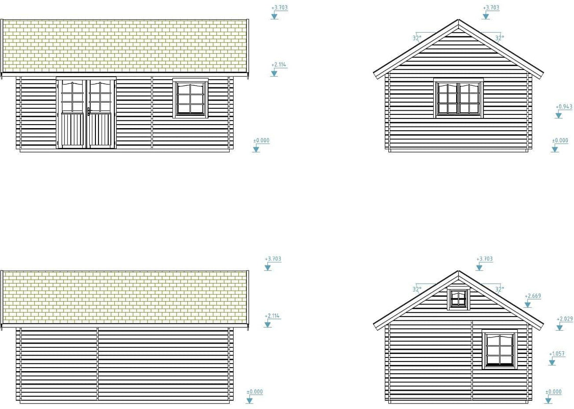 Palmako | Sandra M (19'1" x 13'5" | 321.8 sq.ft. | 1.7") 3-Room Traditional Holiday Log Cabin