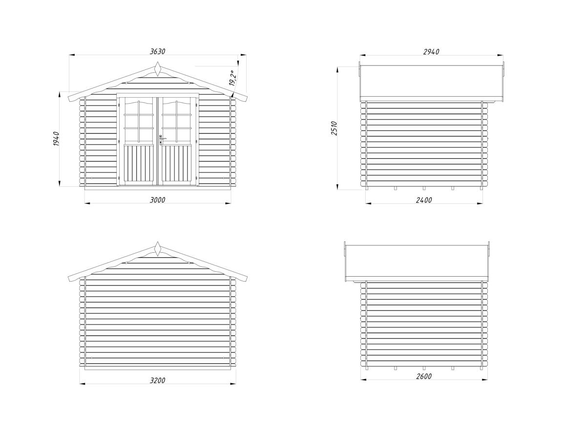 Palmako | Vivian M (10'6" x 8'6" | 74.3 sq.ft. | 1.1") Compact Garden Log Cabin