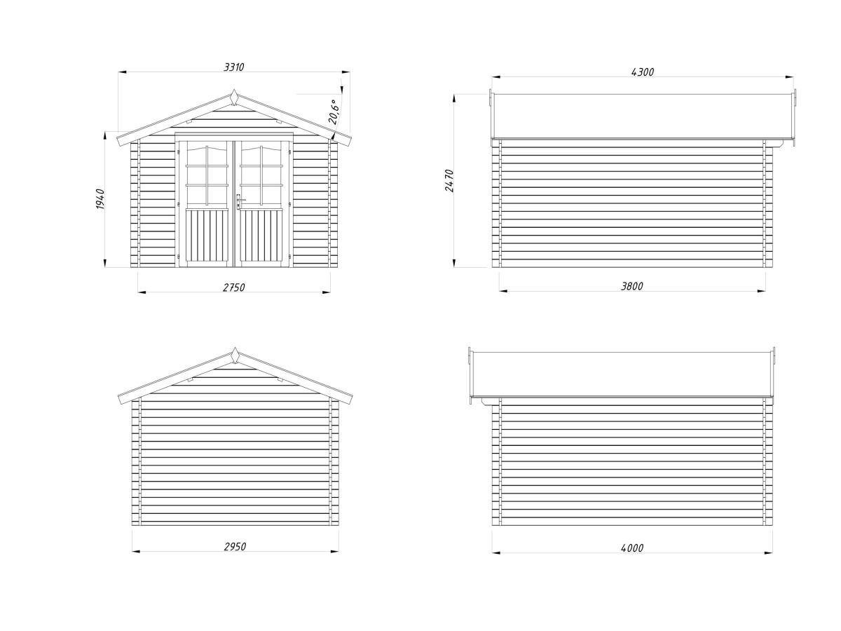 Palmako | Lotta M (9'8" x 13'1" | 107.6 sq.ft. | 1.3") Traditional Garden Log Cabin