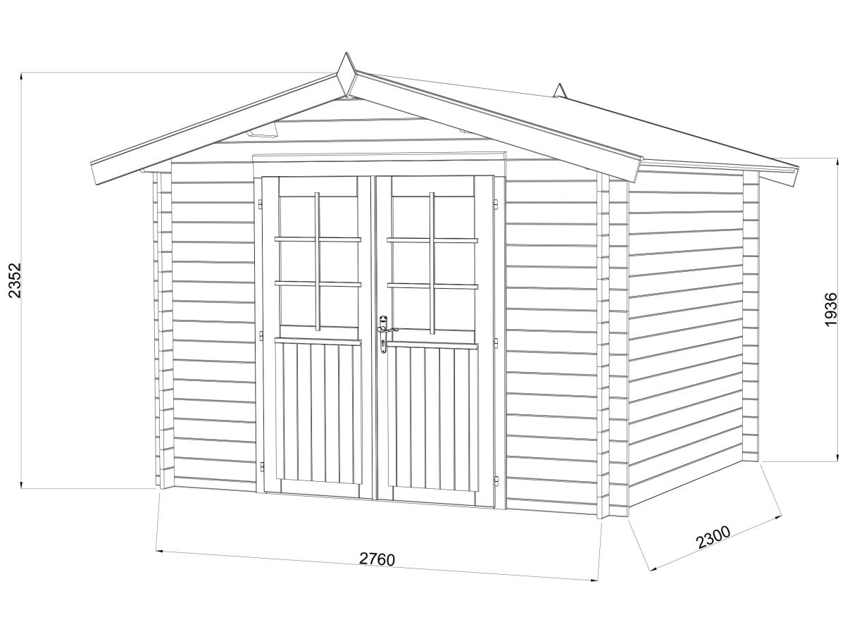 Palmako | Valentine M (9'9" x 8'2" | 65.7 sq.ft. | 1.1") Pressure Treated Double Door Garden Shed Log Cabin