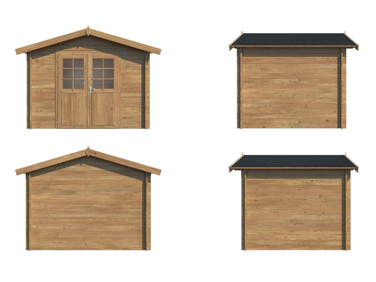 Palmako | Valentine M (9'9" x 8'2" | 65.7 sq.ft. | 1.1") Pressure Treated Double Door Garden Shed Log Cabin