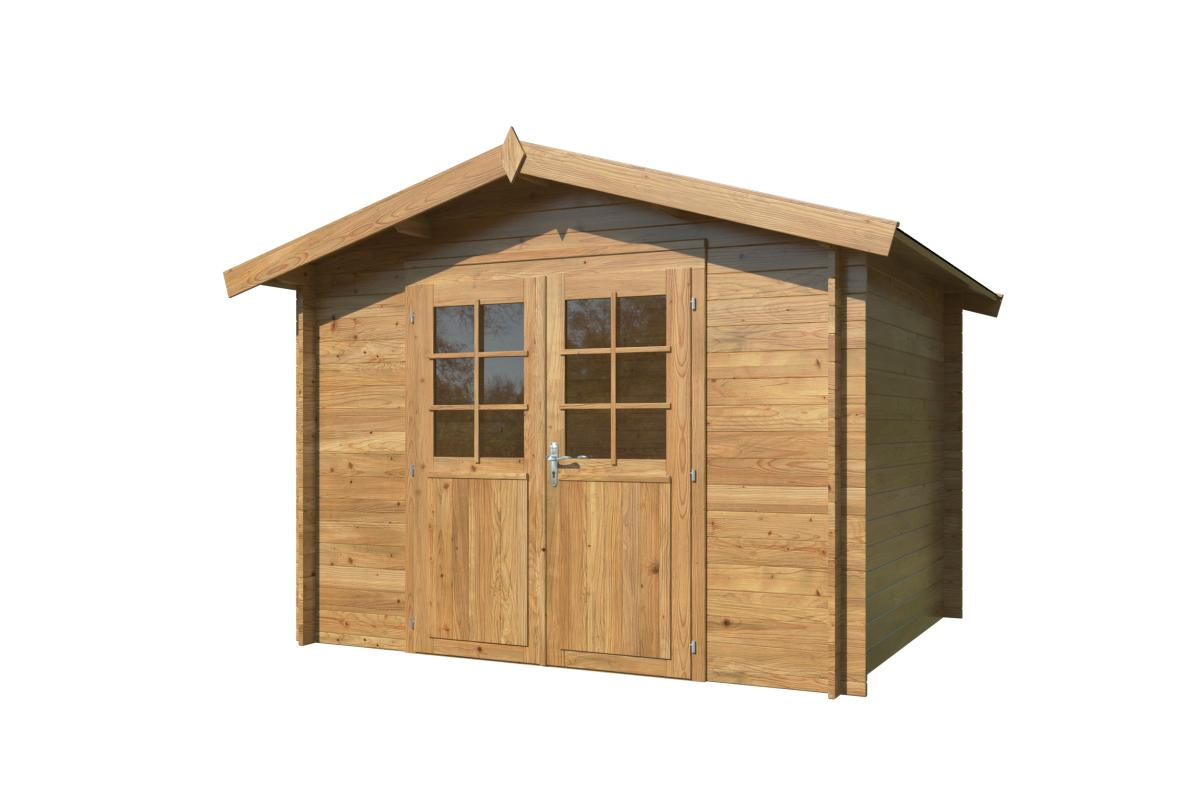 Palmako | Valentine M (9'9" x 8'2" | 65.7 sq.ft. | 1.1") Pressure Treated Double Door Garden Shed Log Cabin