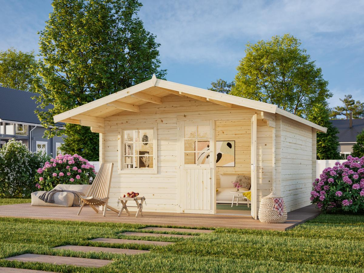 Palmako | Britta S (13'5" x 13'5" | 157.2 sq.ft. | 1.6") Swiss Chalet Style Garden Log Cabin