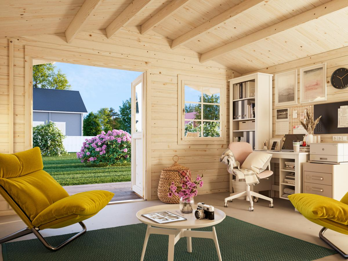 Palmako | Britta S (13'5" x 13'5" | 157.2 sq.ft. | 1.6") Swiss Chalet Style Garden Log Cabin