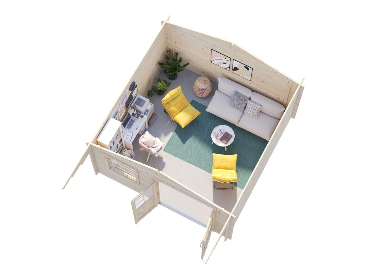 Palmako | Britta S (13'5" x 13'5" | 157.2 sq.ft. | 1.6") Swiss Chalet Style Garden Log Cabin