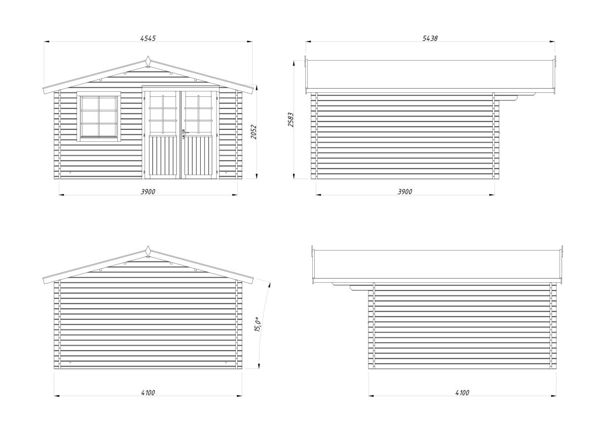 Palmako | Britta S (13'5" x 13'5" | 157.2 sq.ft. | 1.6") Swiss Chalet Style Garden Log Cabin