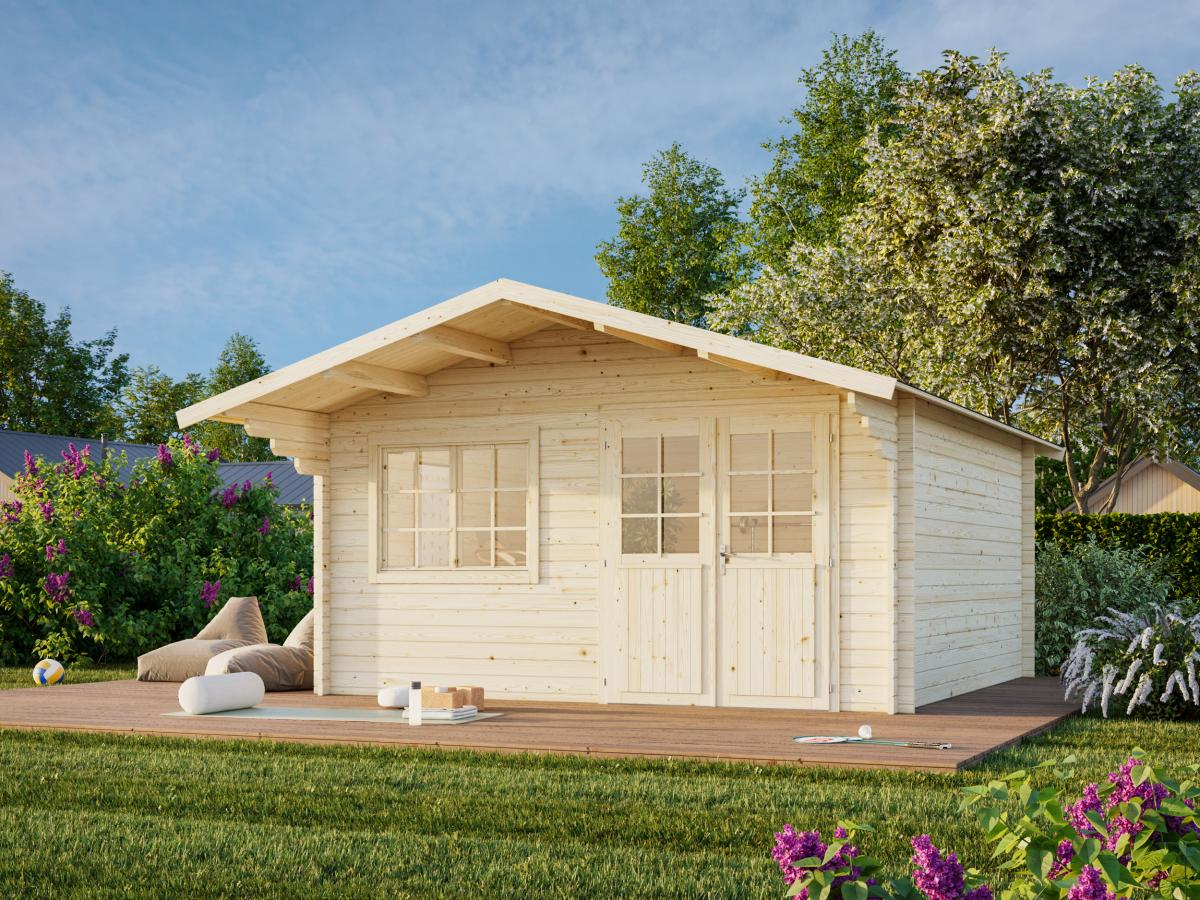 Palmako | Britta M (14'8" x 14'8" | 188.4 sq.ft. | 1.6") Swiss Chalet Style Garden Log Cabin