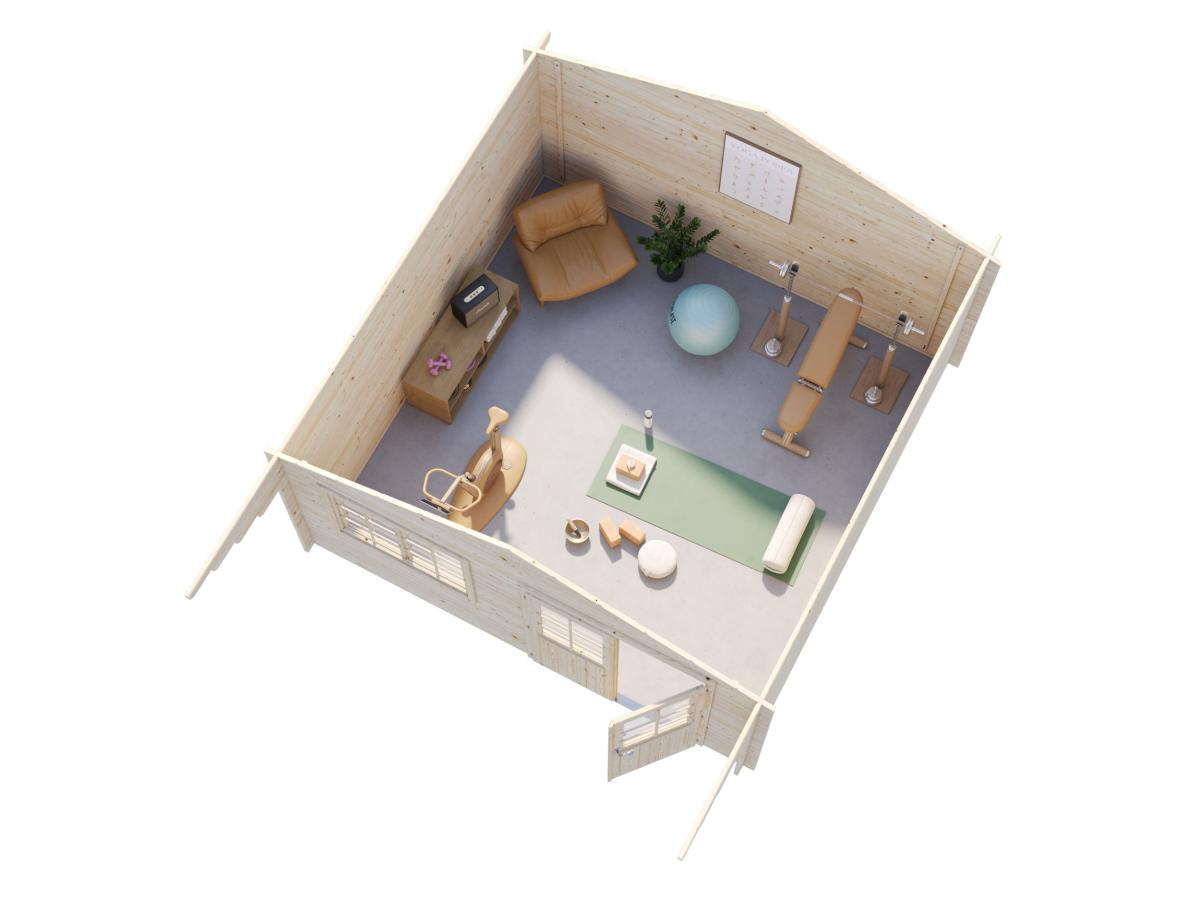 Palmako | Britta M (14'8" x 14'8" | 188.4 sq.ft. | 1.6") Swiss Chalet Style Garden Log Cabin