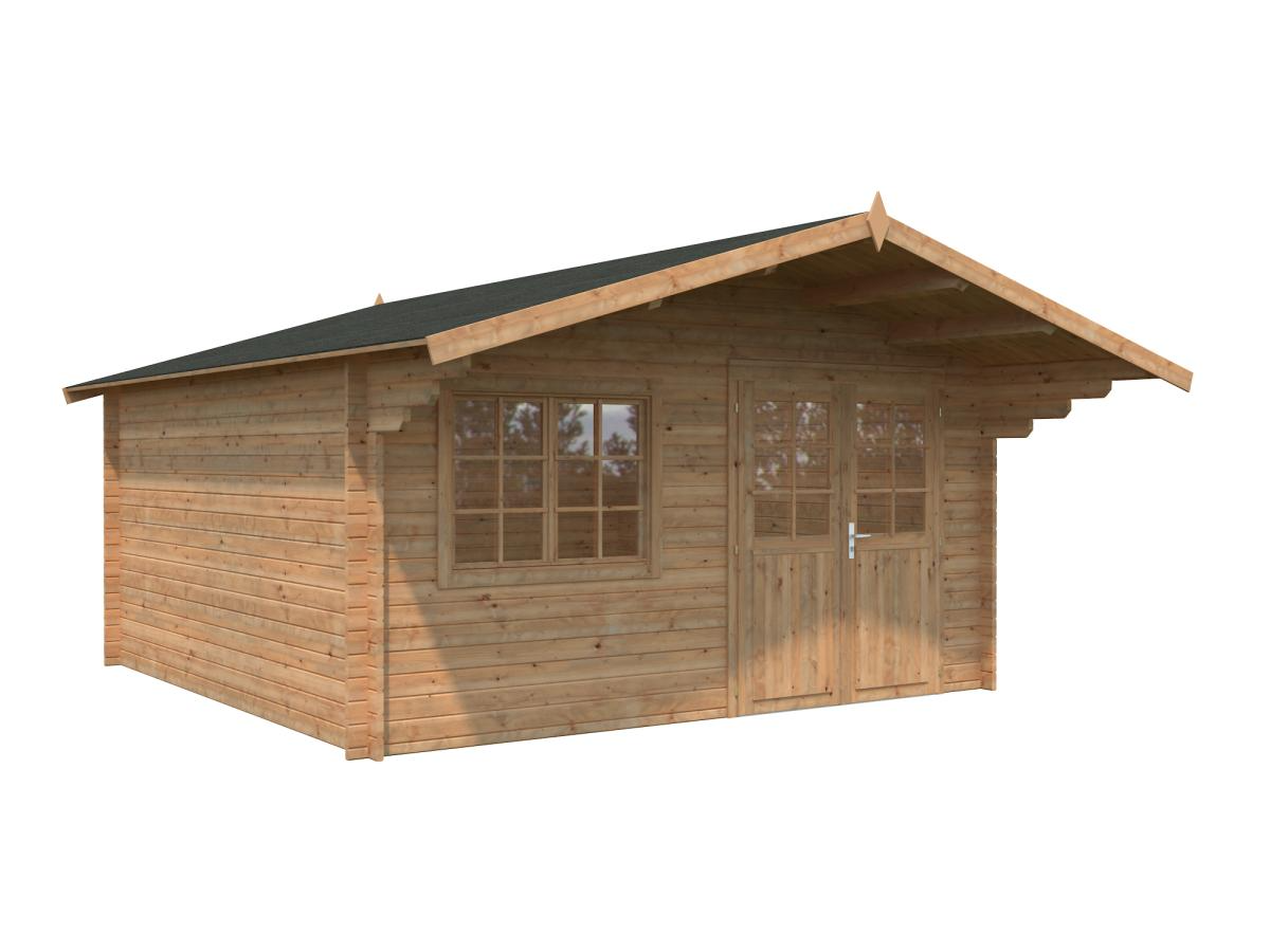 Palmako | Britta M (14'8" x 14'8" | 188.4 sq.ft. | 1.6") Swiss Chalet Style Garden Log Cabin