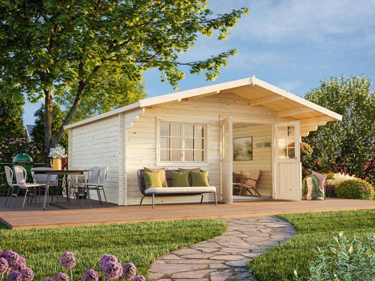 Palmako | Britta L (16'5" x 14'7" | 212 sq.ft. | 1.6") Swiss Chalet Style Garden Log Cabin