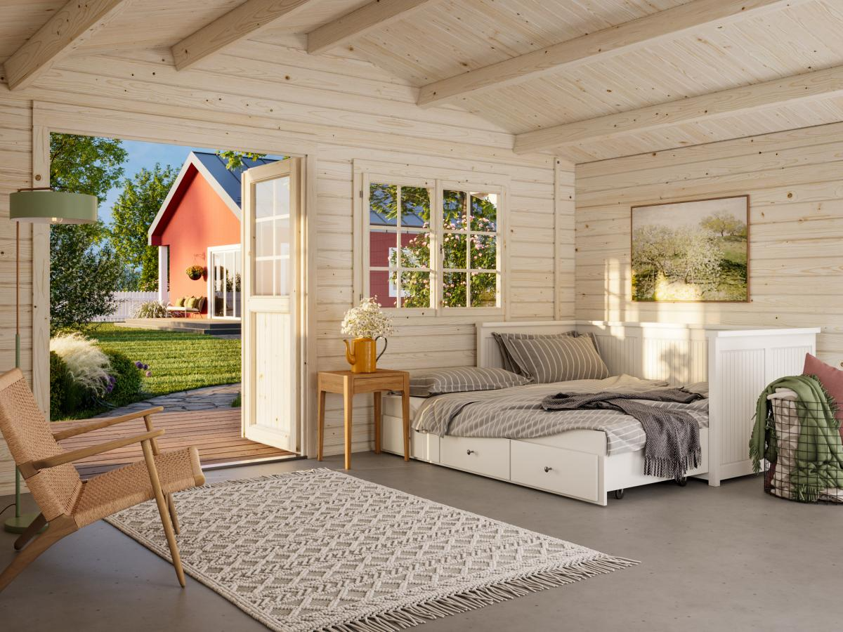 Palmako | Britta L (16'5" x 14'7" | 212 sq.ft. | 1.6") Swiss Chalet Style Garden Log Cabin