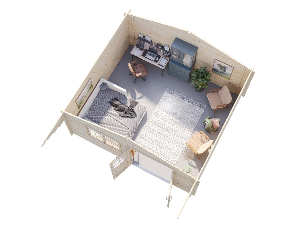 Palmako | Britta L (16'5" x 14'7" | 212 sq.ft. | 1.6") Swiss Chalet Style Garden Log Cabin