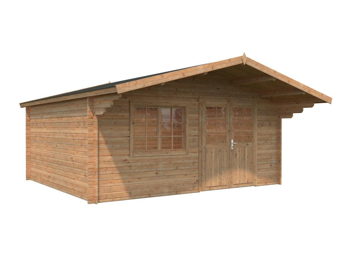Palmako | Britta L (16'5" x 14'7" | 212 sq.ft. | 1.6") Swiss Chalet Style Garden Log Cabin