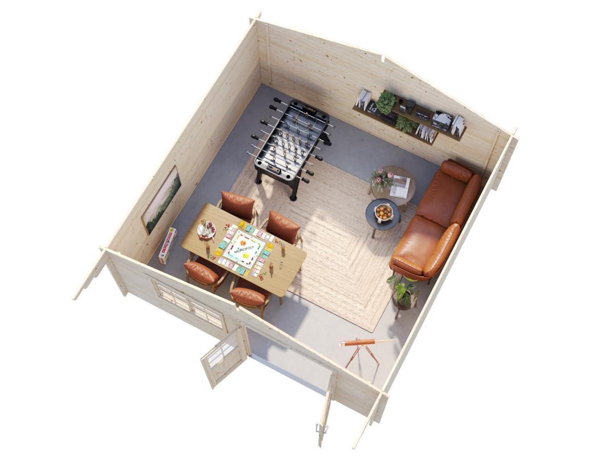 Palmako | Britta XL (16'5" x 16'5" | 240 sq.ft. | 1.6") Swiss Chalet Style Garden Log Cabin