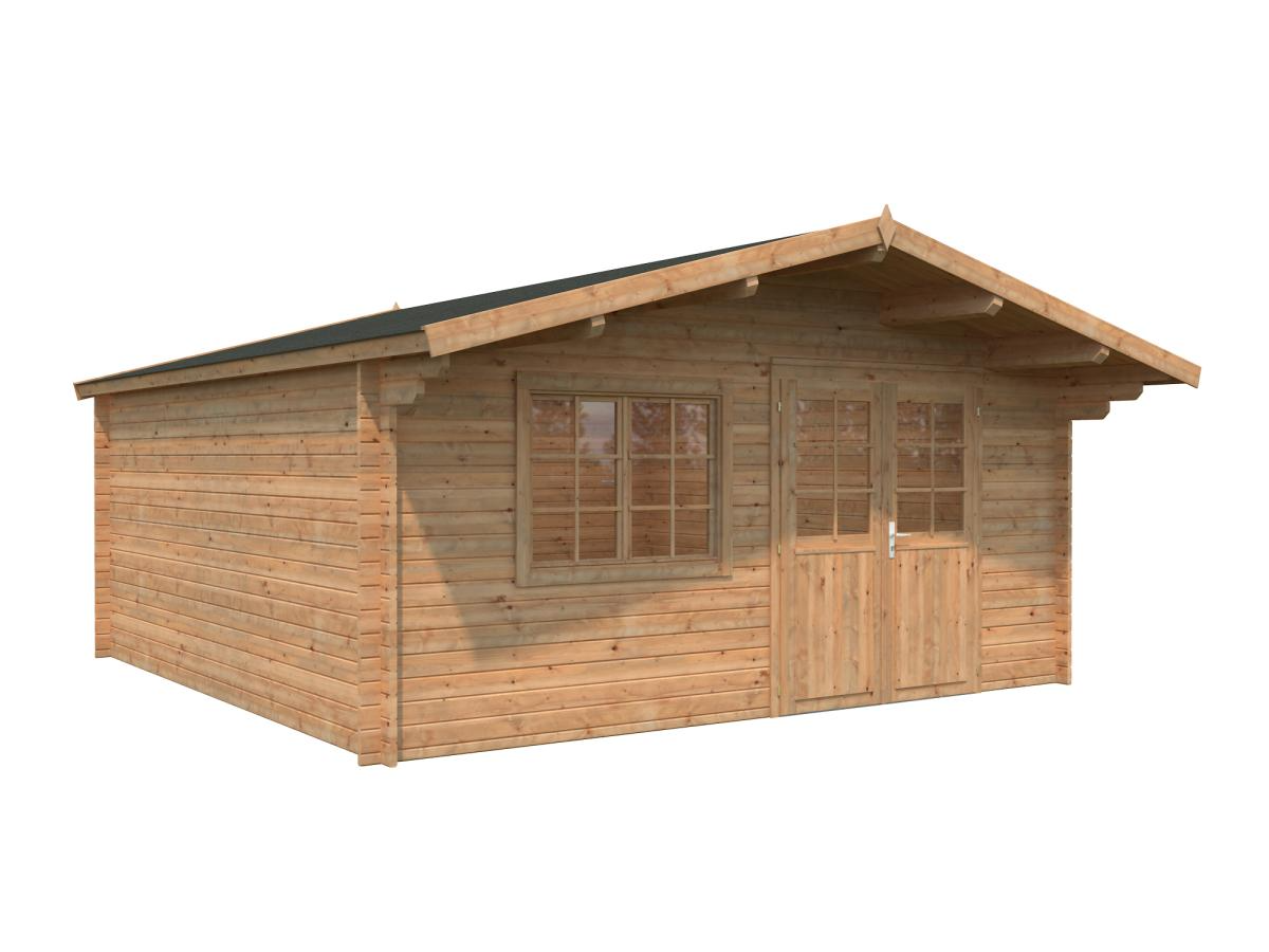 Palmako | Britta XL (16'5" x 16'5" | 240 sq.ft. | 1.6") Swiss Chalet Style Garden Log Cabin