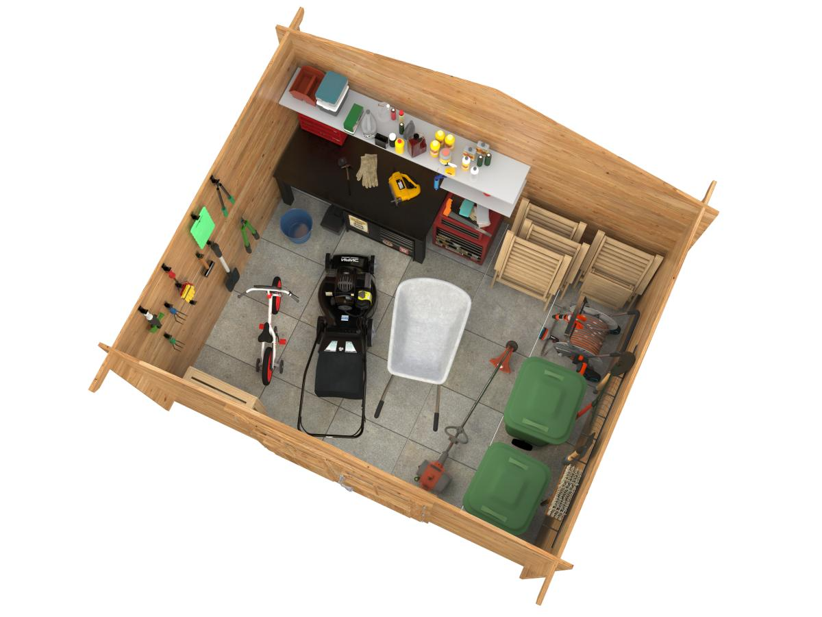 Palmako | Valentine L (11'9" x 9'9" | 96.9 sq.ft. | 1.1") Pressure Treated Double Door Garden Shed