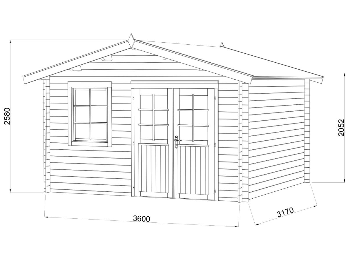 Palmako | Valentine XL (12'6" x 11'1" | 118.4 sq.ft. | 1.1") Pressure Treated Double Door Garden Shed