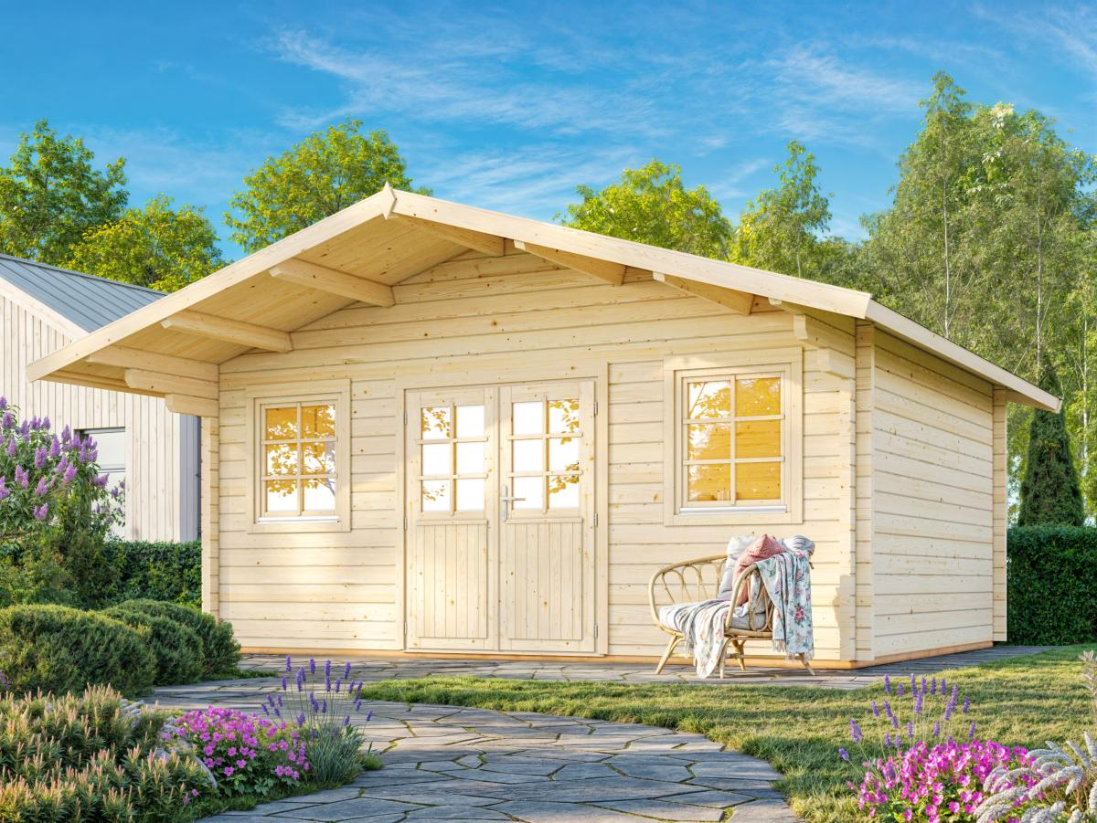 Palmako | Helena L (17'5" x 13'5" | 200.2 sq.ft. | 2.8") Double Glazed Traditional Log Cabin with Roof Overhang