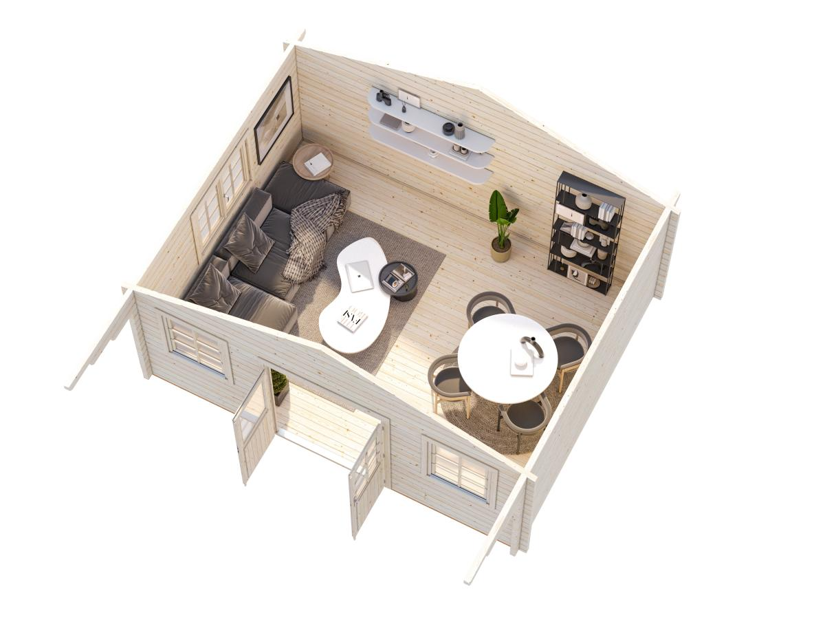 Palmako | Helena L (17'5" x 13'5" | 200.2 sq.ft. | 2.8") Double Glazed Traditional Log Cabin with Roof Overhang