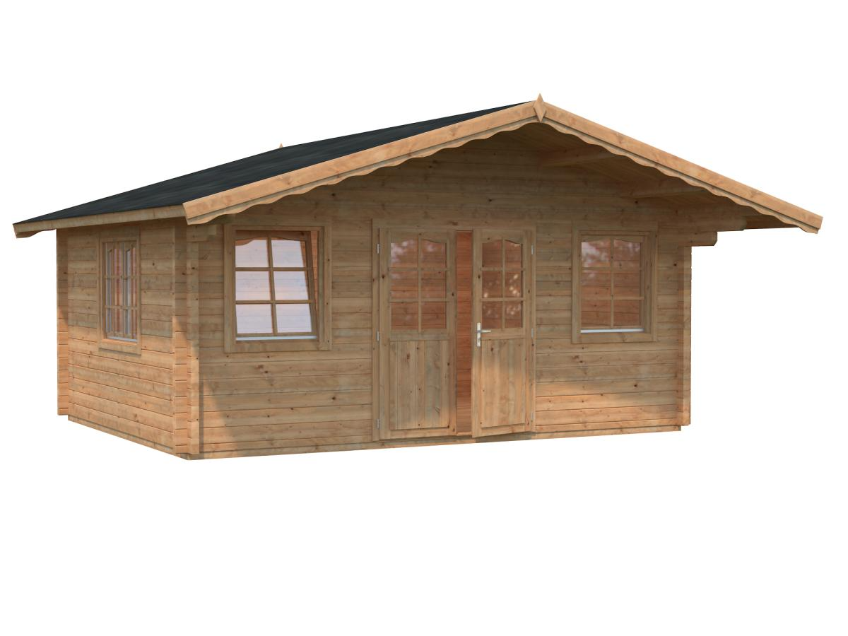 Palmako | Helena L (17'5" x 13'5" | 200.2 sq.ft. | 2.8") Double Glazed Traditional Log Cabin with Roof Overhang
