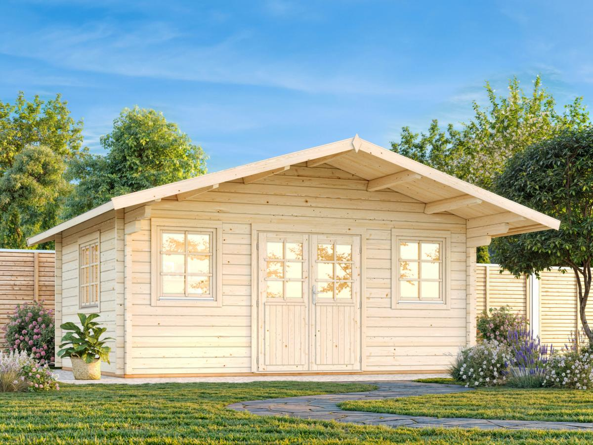Palmako | Helena XL (17'5" x 17'5" | 264.8 sq.ft. | 2.8") Double Glazed Traditional Log Cabin with Roof Overhang