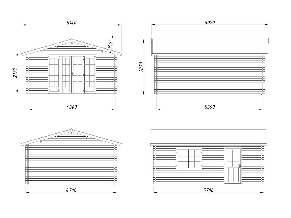 Palmako | Irene L (15'5" x 18'8" | 257.4 sq.ft. | 1.7") Garden Log Cabin
