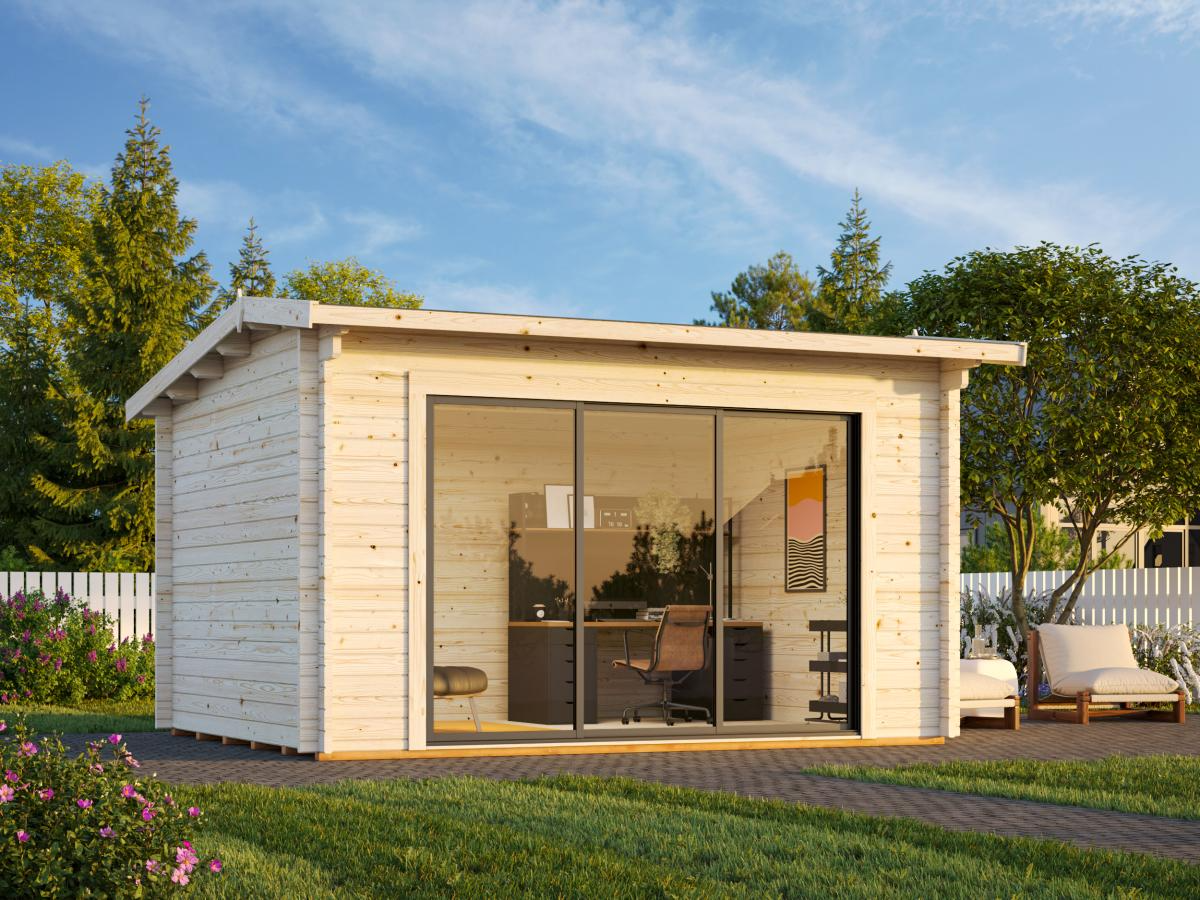 Palmako | Ines M (13'5" x 10'6" | 119.5 sq.ft. | 1.7") Modern Garden Office with Sliding Doors